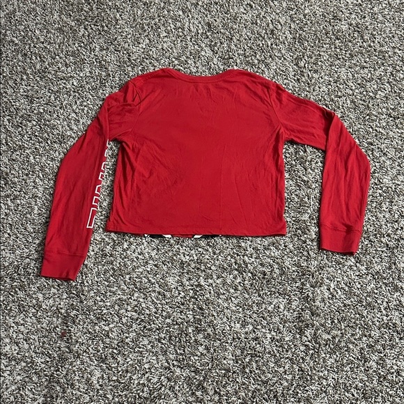 Disney Minnie Mouse Long Sleeve Pullover Cropped Shirt Womens Red Small - Picture 5 of 5